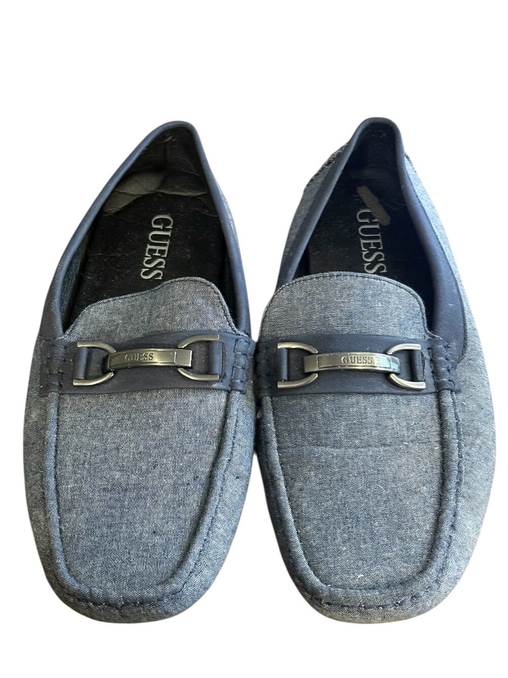 Guess Gray Denim Slip-On Horsebit Loafers Dress Shoes Men's Size 9.5 Med